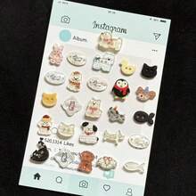 15/25 件套可爱动物纽扣，不对称设计，小狗、小猫、动物园动物 DIY 工艺装饰配件