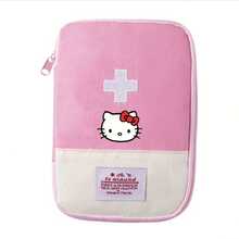 Sanrio 1 pieza Botiquín de primeros auxilios extra grande portátil de Sanrio Hello Kitty - Bolsa de transporte de tela Oxford duradera, diseño plegable con bolsa impermeable, almacenamiento con tema rojo y blanco para el hogar, la oficina y los viajes, artículo de viaje imprescindible, regalo de Navidad