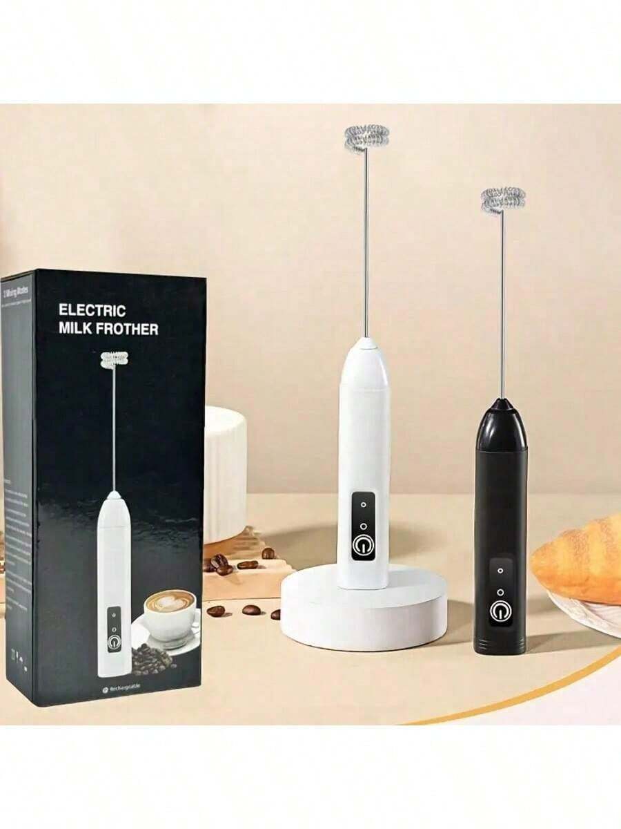 Mini Cordless Milk Frother - USB Rechargeable With Travel Case For Latte Art - 白色 - 查看 1