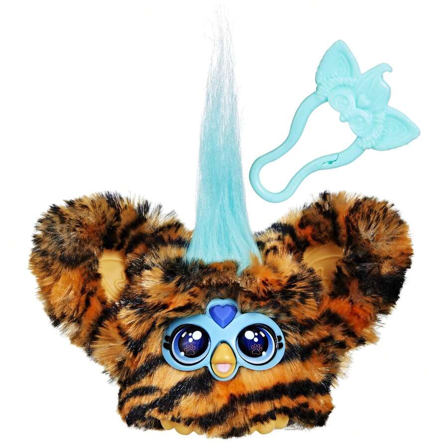 Hasbro Furby Furblets Ty-Bee 迷你毛绒玩具，电子毛绒玩具，男女皆宜，橙色老虎造型，会说 Furbish 语言并播放音乐，第五代，返校礼物，适合 6 岁及以上儿童