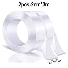 2pcs/Set Double-Sided Nano Powerful Adhesive Tape, Multi-Purpose Removable Reusable Transparent Strong Sticky Tape For Photos, Posters, Carpets And More, Perfect For Home And Office Supplies
