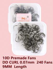 240-500 piezas de extensiones de pestañas premontadas, 240 piezas de longitud de pestañas individuales, rizo 10D DD, extensiones de pestañas gruesas y densas hechas a mano, grosor de 0.07 mm, longitud de 8-15 mm, afiladas de mediano a largo, extensiones de pestañas gruesas y densas premontadas - DD - Ver 14
