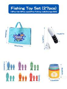 Juego de pesca para niños, sin imanes, vasos con números de tela, alfombra de juego plegable, juguete de peces pegajosos para educación temprana, regalo para gatear, para niños y niñas, regalo para fiesta de cumpleaños y Día del Niño (color de accesorios aleatorio) - Multicolor - Ver 3