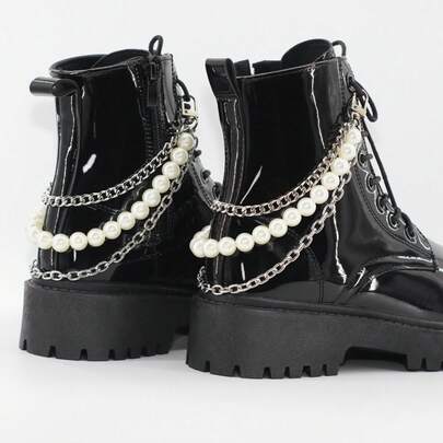 2pcs Minimalist Luxury Faux Pearl Metal Chain Detachable Decorative Chain