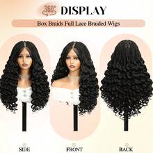 双层全蕾丝假发，盒式辫假发，卷发尾，无缝方形分缝编织假发，美人鱼辫假发，带婴儿发，日常佩戴合成假发