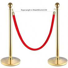 Black Velvet Stanchion Rope Crowd Control Rope Barrier With Gold Color Plated Hooks, 60 - Inch 5 Feet - 5 Foot Red - View 6