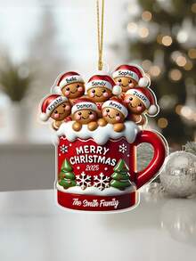 Personalized Custom 2-9 Names Christmas Ornament - Custom Text Pendant, Acrylic Material, Smooth Finish - Great For Christmas Tree Decoration, Family Holiday Gifts, Home Festive Decor - Suitable For Adults, Kids, Newlyweds, Gift Recipients - Gingerbread Theme, Christmas Keepsake, Holiday Accessory,Personalized Christmas Ornament,Custom Christmas Tree Decor,Christmas Gift ,Personalized Gifts