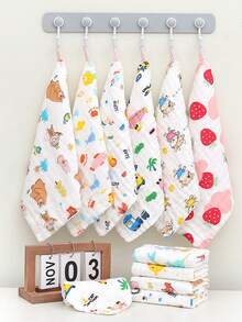 20pcs/10pcs 10''x10'' Muslin Burp Cloths 100% Cotton 10''x10'' Hand Washcloths For Baby, Super Soft And Absorbent 6 Layers Baby Burping Cloth For Boys Girls , Animals - 白色 - 查看 12