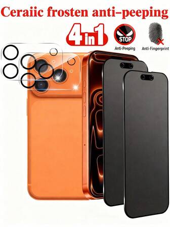 Protector de pantalla cerámico mate con efecto esmerilado 4 en 1 para iPhone 17 Pro Max, Air 17Pro, 16, 15, 14, 13, 12, 11 con película protectora para lente de cámara