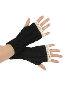 Mantenha-se aquecida e estilosa: Luvas sem dedos de pelúcia com estampa argyle para mulheres - Perfeitas para o inverno! Luvas - Aquecedores de braço com punho de pelúcia macia, design sem dedos, resistentes ao frio, cobertura de pulso versátil para outono e inverno - Acessórios de mão elegantes, grossos e aconchegantes. Luvas sem dedos de pelúcia com estampa argyle para mulheres - Luvas de inverno quentes com forro térmico macio, palma antiderrapante e padrão de tricô estiloso - Perfeitas para atividades em clima frio.