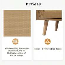 (=N625P237970971A)Supporto TV, 200*37*49 cm, Supporto TV Kunststoff Rattan Design, Supporto TV Massivholz Füße, Pannello TV in rattan - Colore del legno - Visualizzare 10