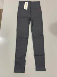 Plain Ribbed Leggings Polyamide Double Waist Textured Ribbed Leggings Evening Daily Birthday Party Sports & Fitness Airport Clothing Travel Formal & Evening Holiday - 灰色 - 查看 6
