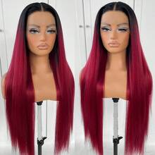 360 Straight Lace Front Wigs Glueless Long Straight Hair Lace Front Wig Pre Plucked Synthetic HD Lace Front Wig 28-32inch Natural Black,613,1B99J - Multicolor - View 21