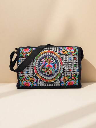 刺绣斜挎包女士帆布单肩包时尚旅行斜挎包女士钱包