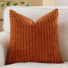 1pc/2pcs Set Semi-Circle Geometric Pattern Pillow Case, Canvas Circle Velvet Embroidery Crafted Square Cushion Cover, For Daily Use In Bedroom, Living Room, Sofa, Yard, Garden Decor, Without Core 30*50cm 45*45cm - Burnt Orange - View 14