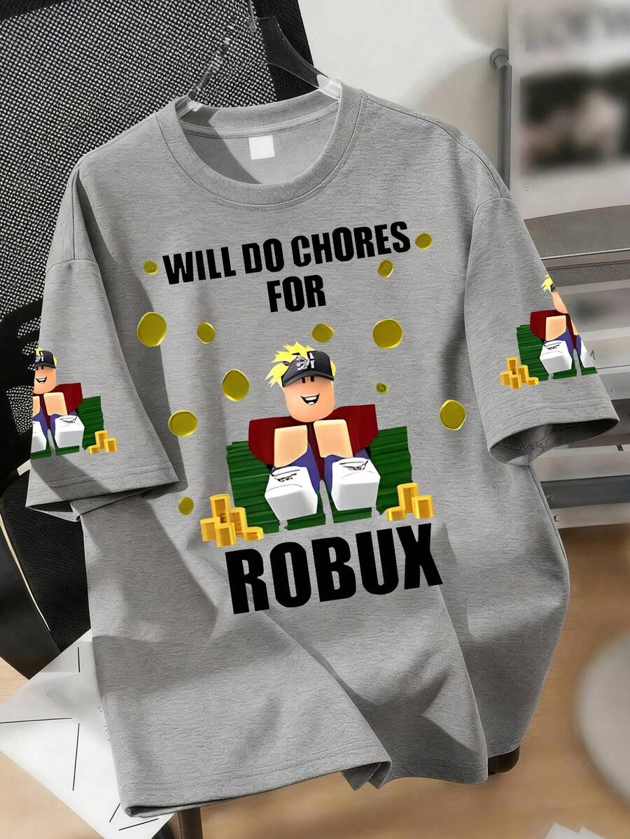 1PC Boys Fun Game Print Short Sleeve T - Shirt, Soft Skin - Friendly, Summer Fashion Outfit