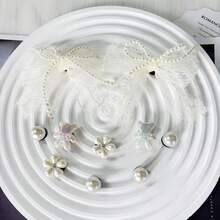 10pcs/Pack Ivory Lace Bow Shoe Charms, Fit For Clogs, Slides, Sandals, Garden Shoes, DIY Shoe Accessories