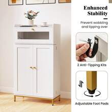 Kitchen Pantry Cabinet Power Outlet & APP Control LED Lights Acrylic Flip Door - View 6