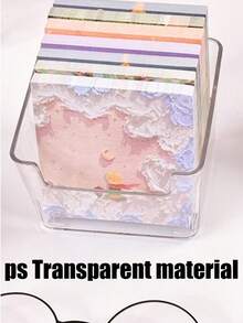 Memo Book Storage Box, Transparent Facial Mask Bevel Cosmetic Desktop Box - Multicolor - View 6