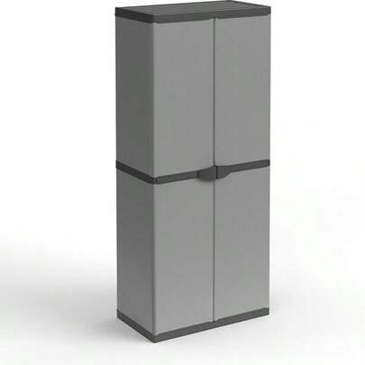 Mobiletto in resina PVC e PP, 2 ante, 3 ripiani, facile da montare, sistema modulare, resistente, adatto ad ambienti interni ed esterni, 68L x 40P x 165H cm