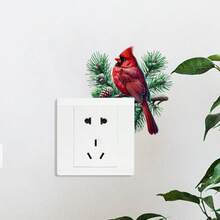 Calcomanía navideña de cardenal y farol para ventana - Pegatina de pared autoadhesiva con campanas, bayas rojas y piñas - Perfecta para decoración del hogar, ventana o pared - Regalo ideal para Navidad, decoración navideña