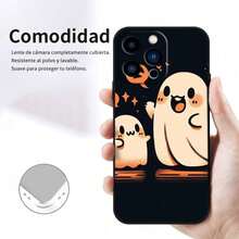 Fundas Para Iphone TPU Compatible Con IPhone 16/16E/16Pro/16Plus/15/15ProMax/15Pro/11/12/13/14ProMax/11Pro/11ProMax/12Pro/12ProMax/13Pro/13ProMax/14Pro/14ProMax Y Compatible Con Galaxy S22, S23 Y S24, Fantasma Bonito, Funda Suave Creativa Y Premium, Resistente Al Agua, A Los Golpes Y A Los Arañazos - Fantasma negro ZBTPU - Ver 3