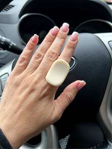 2pcs/Set Vintage Resin Wide Band Rings, Cream White Color, Gift For Friends - Multicolor - View 3