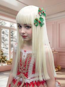 Pinzas para el cabello con lazo navideño con diseño de Papá Noel y copos de nieve, pinzas para el cabello con lazo plateado con cuentas, accesorios para el cabello lindos para niñas, pinzas para el cabello esenciales para Navidad