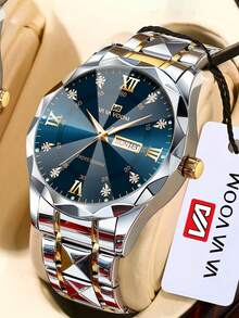Đồng hồ nam VA VA VOOM thương hiệu 1 chiếc dây đeo bằng thép không gỉ, khả năng chống nước 3ATM, mặt số La Mã đính đá thạch anh đa chức năng dành cho doanh nhân, lý tưởng làm quà tặng sinh nhật, ngày lễ, ngày lễ tình nhân - Một cỡ - Xem 2