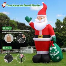 300 CM Aufblasbarer Weihnachtsmann mit-Lichtern, 10FT Riesiger Aufblasbarer Weihnachtsmann mit grünem Beutel, Schnelle Aufblasfächer, Wasserdichte Terrassen Garten Weihnachtsdekoration im Freien - Außergewöhnliche Weihnachtsverkäufe