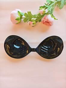 1 Piece Of Invisible Gathering Top Support Disposable Palm Cup Nipple Adhesive Bra (With Long Shoulder Straps Thickened 3cm) For Women's Underwear Accessories In Black - Black - View 7