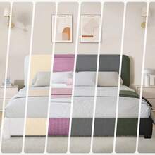 HOMBCK Twin/ Full/ Queen/ King Size Bed Frame, Boucle Upholstered Platform Bed With Headboard, Modern Style, Soft Rounded Corners, No Box Spring Required, Easy Assembly, Beige/ Grey/ Pink/ White/ Light Grey/ Black/ Green - 淺灰色 - 查看 6