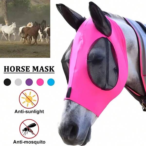 Horse Fly Mask 3D Design Supplies Anti Fly Stretchy Knitted Mesh Mask Breathable Anti Mosquito Mask Anti-Worms Horse Flying Mask Horse Riding Equestrian Equipment New Multi-Color Anti-Mosquito Horse Mask Breathable Stretch Knit Mesh Anti-Fly Insect Mask With Ears Equestrian Equipment
