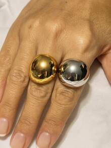 1 Piece Women's Ring Accessories Gold Or Silver Maximalist Modern Bold Fashion Style Sphere Shape Round Contemporary - 金色 - 查看 2