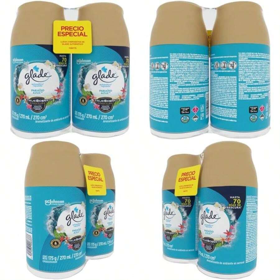 Glade Aromatizante para Hogar Automático, 2 Repuestos de 270 ml Paraíso Azul(default) - Tipo 1 - Ver 1