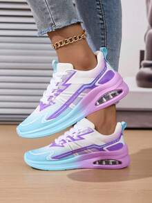 Zapatillas deportivas minimalistas, ligeras y versátiles de mujer con estilo coreano casual, con cojín de aire, malla transpirable y cómoda, con cordones