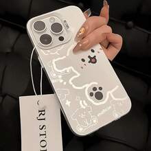 Sketch Line Puppy Suitable For Apple 16 Pro Max Phone Case  15 Simple 13 Cute 14 Hard Case 12 - Transparent Black - View 2