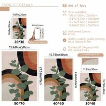 3pcs/Set Abstract Nature Oil Painting Print - Desert And Palm Leaves, Mid-Century Modern Bohemian Decor Suitable For Home Decor, Room Decor, Bedroom Decor, Living Room Decoration, Bathroom Decor, Wall Decor, Optional Wall Art With Frame