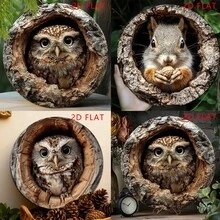 1 件复古猫头鹰锡画，圣诞装饰，松鼠桌面装饰摆件，花园标志，适合花园、客厅、办公室、礼物，猫头鹰爱好者收藏
