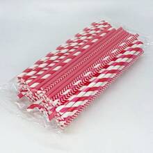 100 قطعة/عبوة قش ورقي مسطح ملون قابل للتخلص منه - 6*197 ملم | مناسب للعصائر والحلويات والمشروبات؛ حفلات الزفاف الرومانسية، عيد الحب