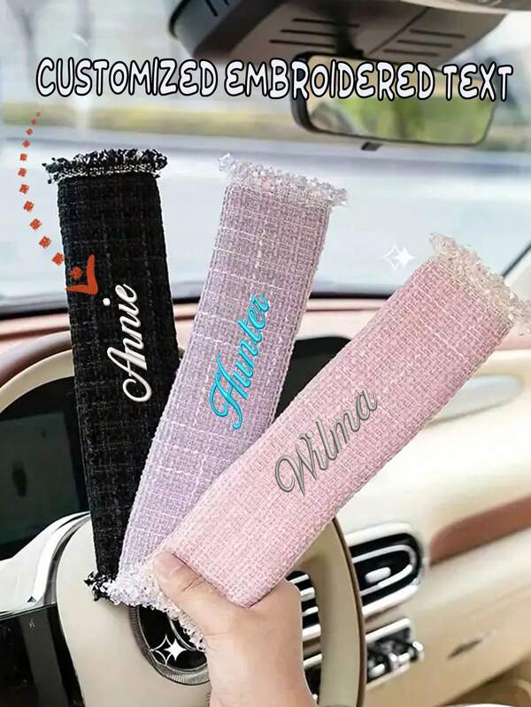 Capa de cinto de de carro bordada personalizada de 1 peça, acolchoamento macio e de suporte - protetor de cinto nça dianteiro, adequado para homens e mulheres, antifricção confortável, resistente a arranhões, compatível com carros, SUVs, caminhões, acessório moderno para interior de carro, protetor de segurança dianteiro, suporte e conforto para o pescoço, serve para todos os veículos