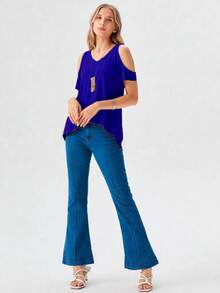 Blusa Ligera Dama De Moda Con Hombros Descubiertos #SensaciónDelujo #EstiloRomanticoDeSanValentín - Azul Rey N - Ver 3