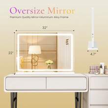 Sweetcrispy LED Vanity Mirror With Lights, Dimmable 3 Color Modes Makeup Mirror With Memory Function, USB Charging, Aluminum Frame, Lighted Mirror For Desk Or Bedroom - Xem 4