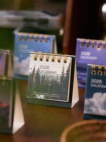 1件装创意横版迷你2026年日历，学生笔记桌面装饰，办公装饰，学习用品，小型桌面日历，个人及专业日程安排表，挂历，日历，圣诞倒计时日历，2026年日程表，2026年日历，2026年个性化日历 - 彩色 - 查看 3