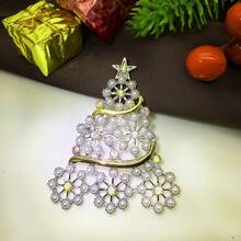 Damska broszka z kryształkami w kształcie choinki, modna, idealna do noszenia na co dzień - drzewko świąteczne - Zobacz 15