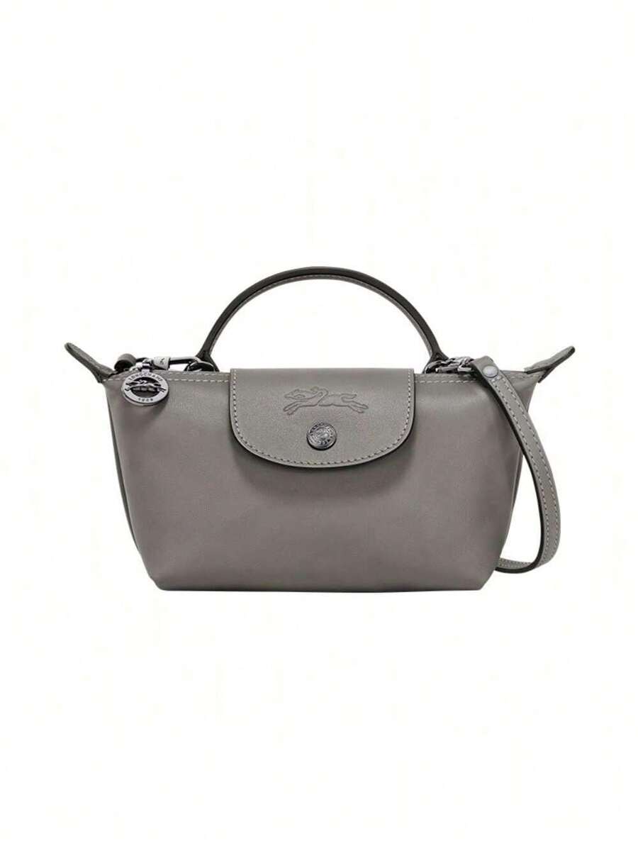 One-Hand Dumpling Bag, Handbag, Purse, Shoulder Bag, Freight Invoice, Shoulder Strap, Women's Handbag - .迷你皮面灰色 - 查看 1