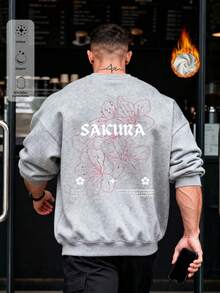 Moletom com estampa floral original Sakura Blossom, roupas femininas para o outono, moletom com capuz grande e manga comprida com ombros caídos, blusas plus size de inverno com forro de lã, novidades em suéteres e moletons com capuz, blusas vintage Harajuku, agasalhos masculinos, pulôveres estéticos masculinos, moletom com capuz luxuoso de grife peludo, agasalhos da moda urbana - Cinza - Ver 1
