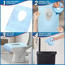 1pc/20pcs-XL Disposable Toilet Seat Covers – Waterproof Toilet Cover Sheets With Adhesive Tabs For Adults, Kids, Travel, Public Restrooms, Airplane, Camping - Multicolor - View 5
