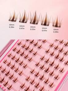 Sibeuna 100/200/300pcs Self-Adhesive Brown Cartoon Eyelashes, Brown Cluster Self-Adhesive False Eyelashes, Natural Soft C-Curl, No Glue Needed, No Makeup Removal Required, Spiky Cartoon Eyelashes - C - 查看 6