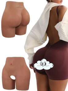 Silicone Butt Lifting Shorts, High Waist Shaping Biker Fake Buttocks, Unisex, Thickened Design, Suitable For Daily Wear & Sports, Confident Shaping - Brown - View 1